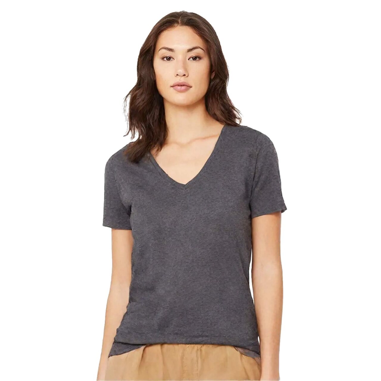 BELLA + CANVAS Women’s CVC V-Neck Short Sleeve T-Shirt Lightweight Soft Tee for Everyday Wear